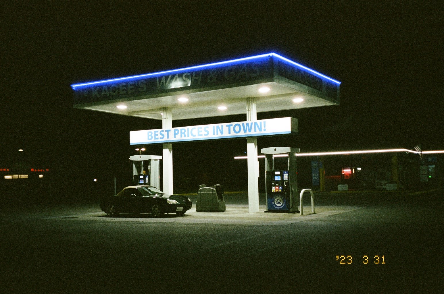Miata at the gas station